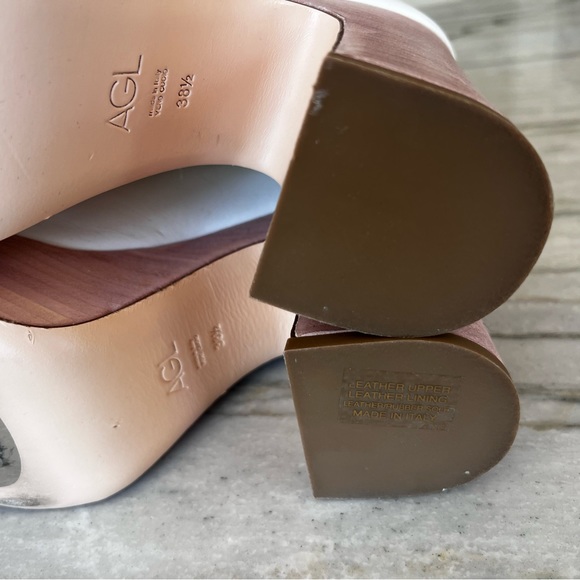 AGL ‘Sista’ Leather Platform Clogs Mules Ivory 7.5 Brand New - Picture 9 of 11